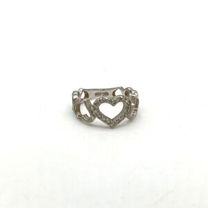 RS Covenant RSC 925 Sterling Silver Cubic Zirconia Heart Ring Band Jewelry 5.75‎
